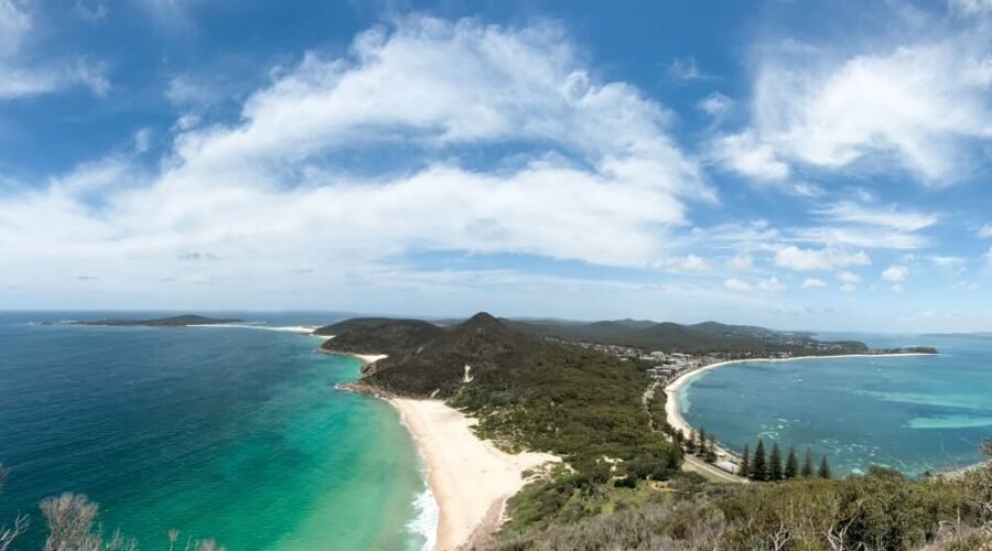 Views at the top of Tomaree Head Summit in Port Stephens Australia