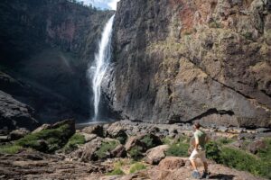 Hiker in front of Wallaman Falls