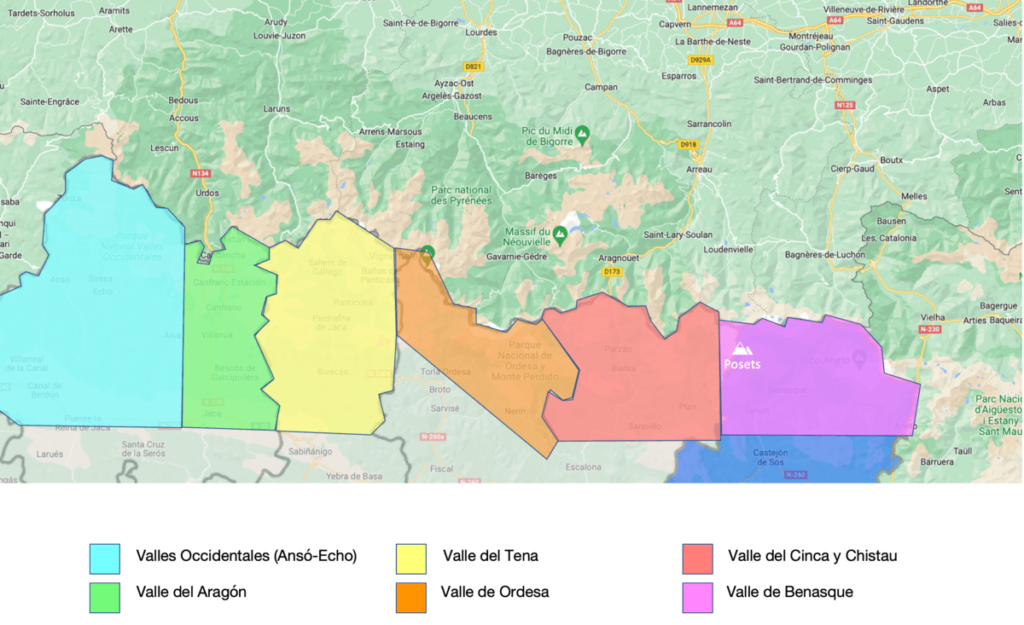 valleys of the Pyrenees map